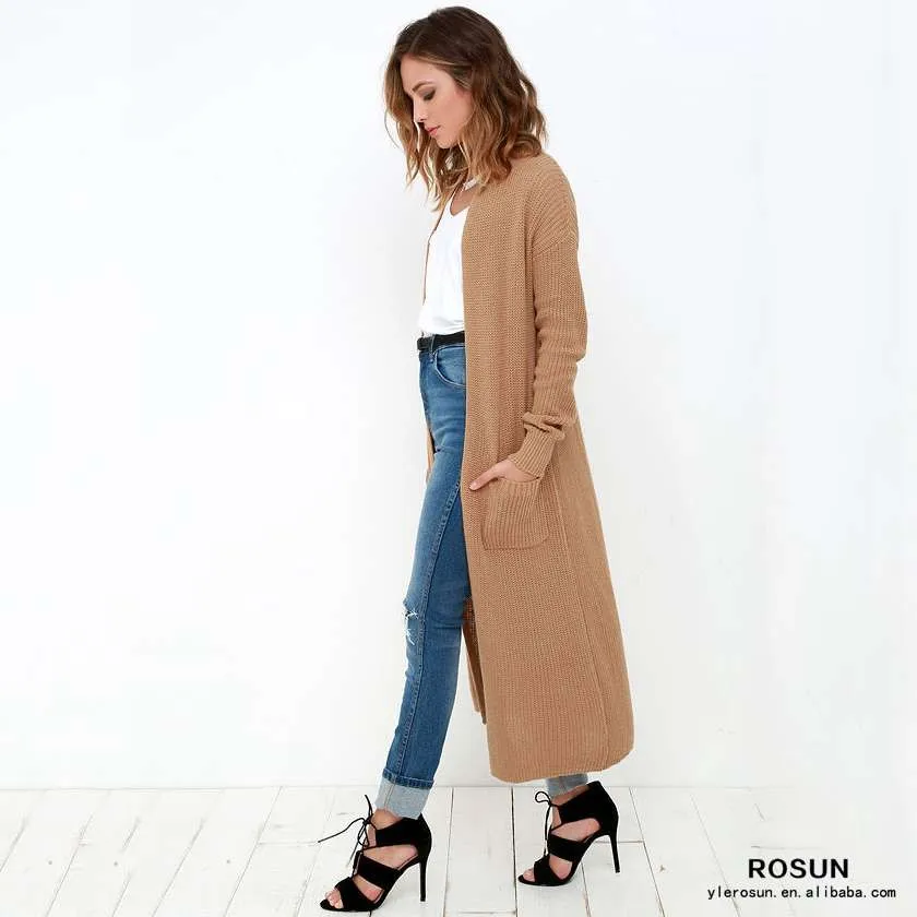 tan maxi cardigan