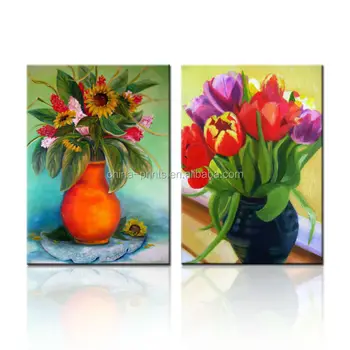 Minyak Bunga Matahari Lukisan Bunga Tulip Cetak Kanvas Decroative