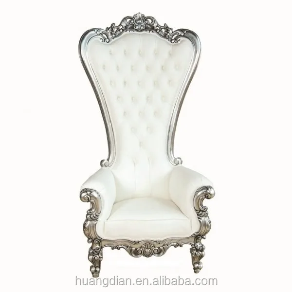 White Elegant Furniture For Sale High Back Throne Chair Luxury Button