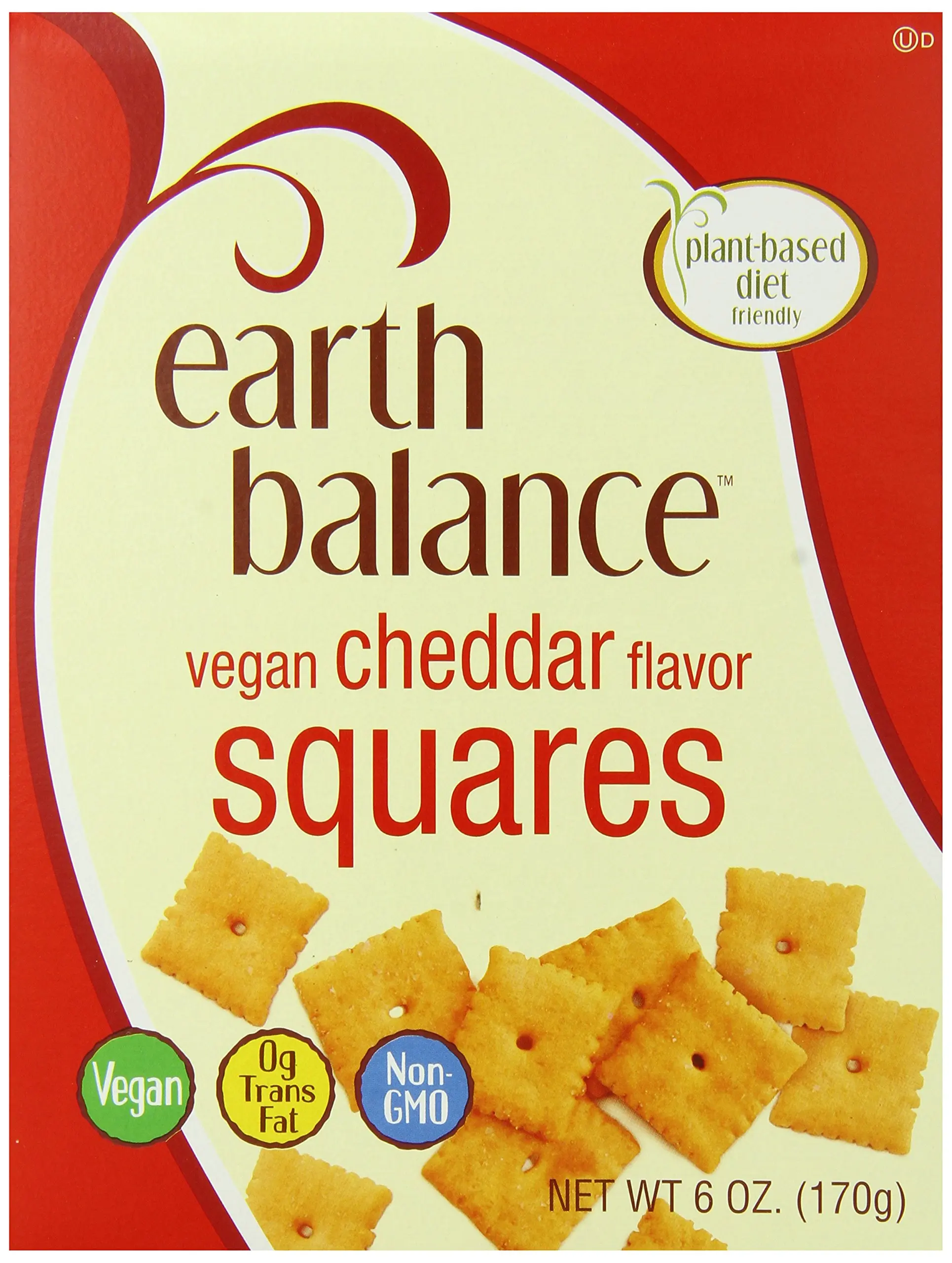 Earth Balance Vegan Snacks, Cheddar Flavor Squares, 6 ounce (Pack of 6)