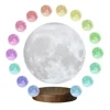 3D Printing Levitation Floating Moon Lamp 16 Color and White 360 Auto Rotating Magnetic LED Night Light for Gift and Office