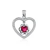 Pure 925 Sterling Silver Jewelry Heart Red Zircon Ruby Pendant