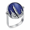 Blue stone 925 sterling real silver ring vintage castle ring