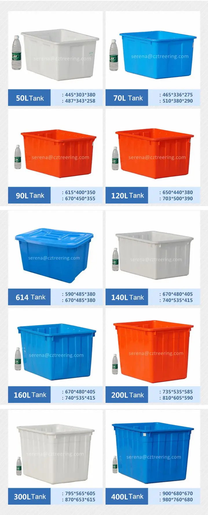 Cheaper Cost Economic 200kg Large Square Plastic Fish Tubs For