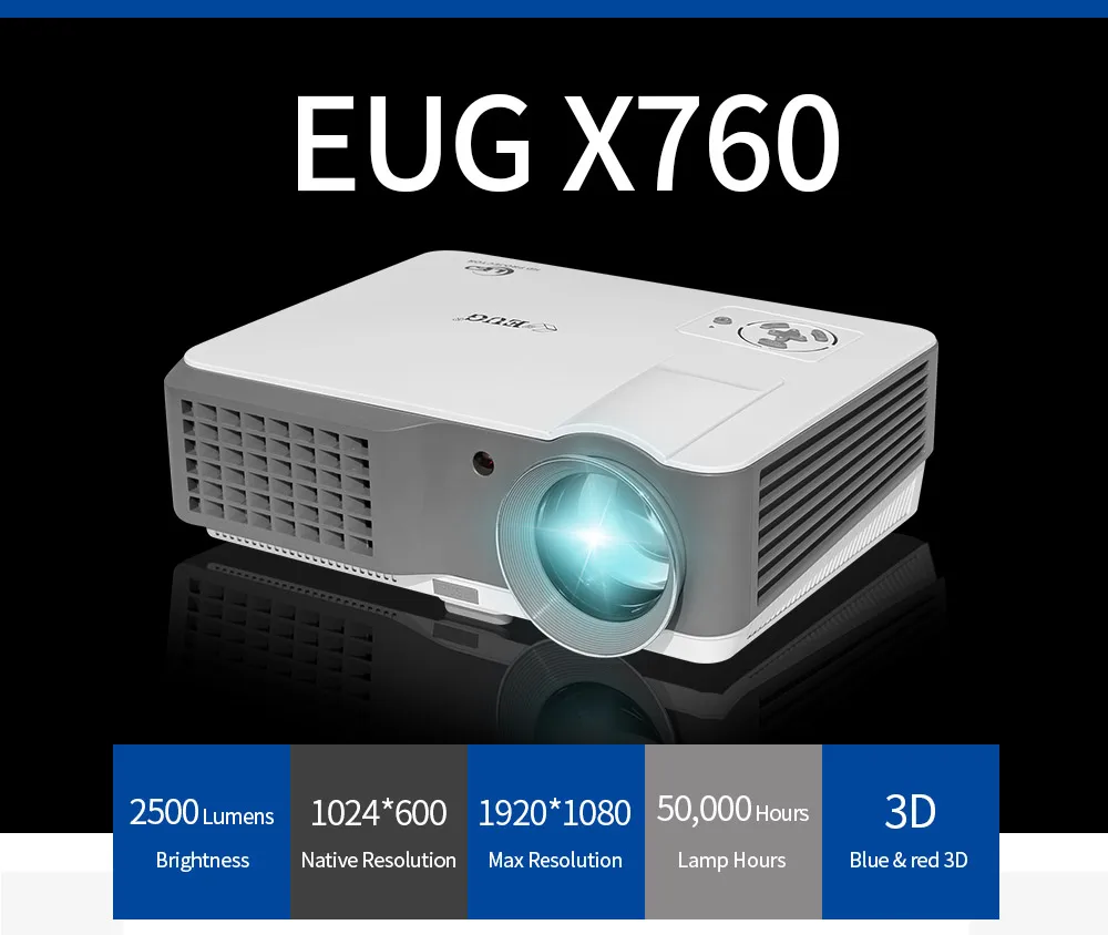 Original Eug X760 mini hd led projector for house/home cinema video projector, View china 3d