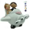 2015 resin JUST MARRIED cartoon wedding figurine on plane