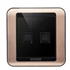 SHARE Quality Assured black panel TEL + computer wall socket 86*86 electrical socket