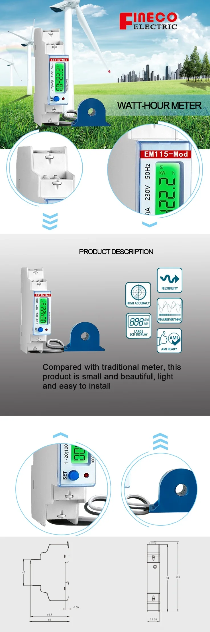 EM115-Mod-DO 120/230V 100A prepayment wireless lora electricity meter supplier - Famidy.com