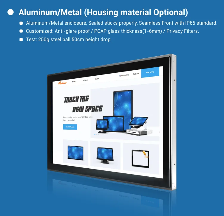 1000cd/m high brightness LCD touch monitor 21.5 inch 16:9 Open Metal Frame