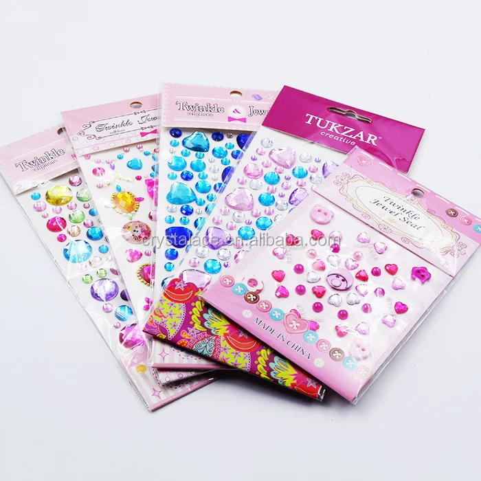 Factory OEM ODM all kinds fancy acrylic diamonds  rhinestone crystal jewel stickers for kids toy