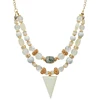 White turquoise bead crystal semi-precious stones spaced double layer nature stone necklace jewelry