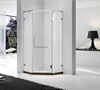 frameless design stainless steel glass hinge two fixed one open door diamond shape shower enclosure