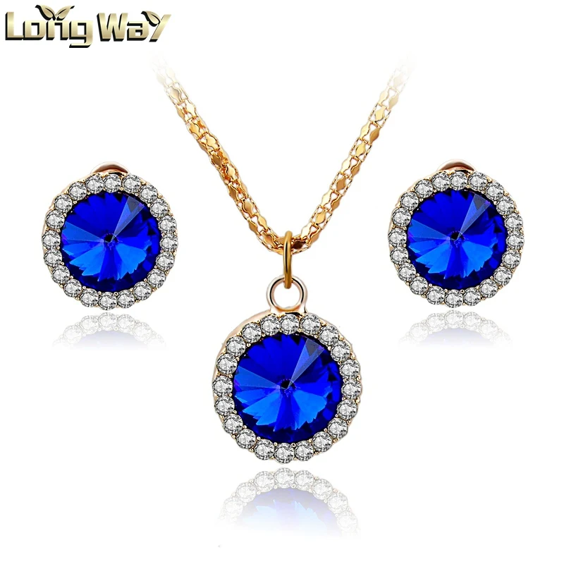 Austrian Crystal Jewelry Set For Women - Necklace, Earrings & Bracelet Wedding Party Set