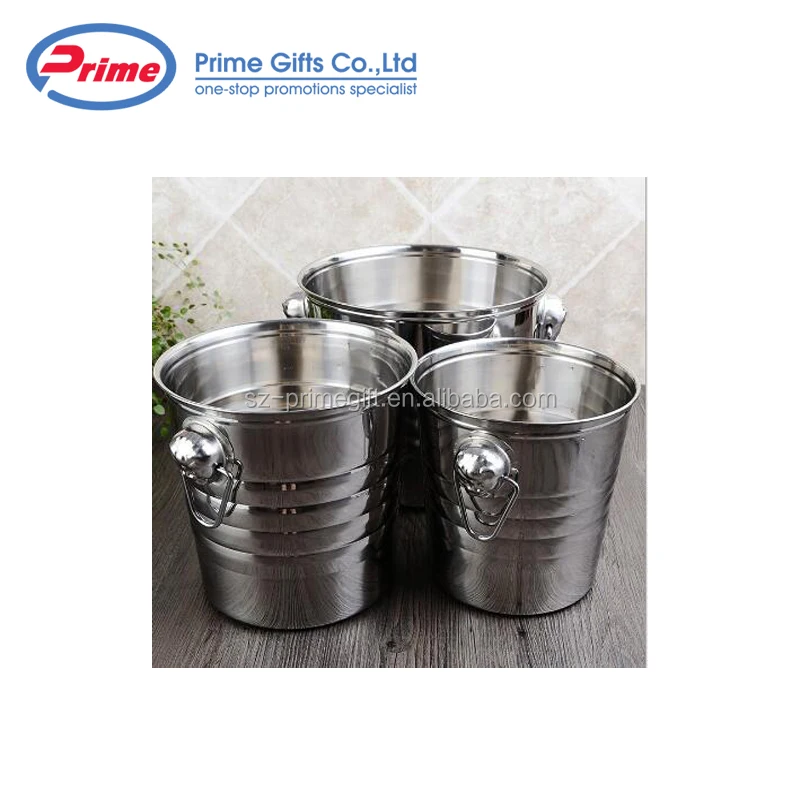 Round Stainless Steel Ice Bucket Metal Beer Tub Cube Container Wine