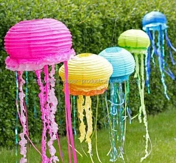 Yiwu New Diy Jellyfish Lanterns Paper Lanterns Tassels Paper Party
