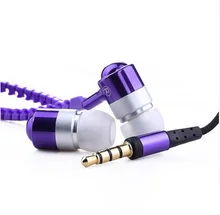 Hot Sale Top Quality 3 5mm Jack Metal Zipper Head Earphone Fashion Headphones with Microphone Stereo