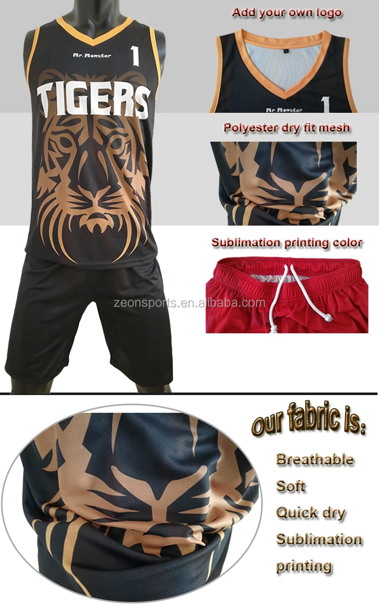 Tigers Custom Dye Sublimated Basketball Jersey