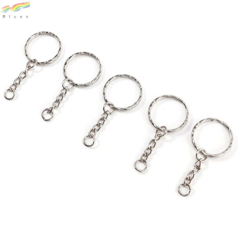 Metal Keyring Blanks Silver Nickel Key Chain Findings Ripple Ring 4