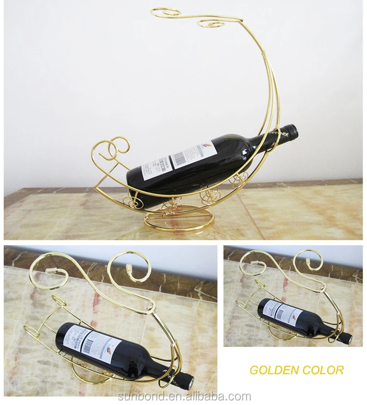 Bar Table Stand Decor Metal Golden Wine Whisky Glass Rack Wine Bottle