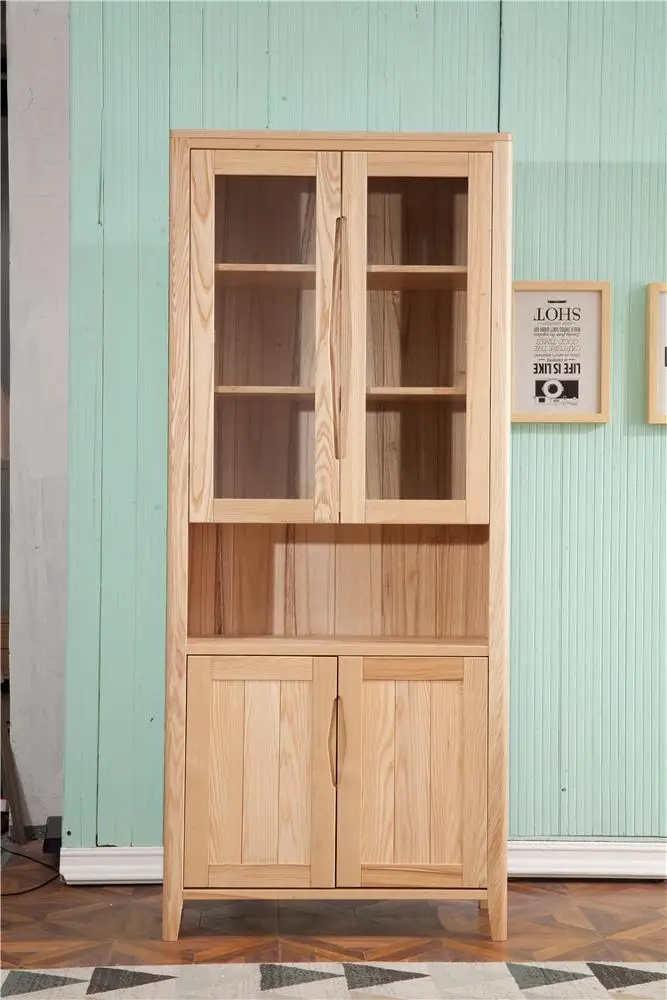 The Main Solid Wood Frame Corner Glass Liquor Display Cabinet