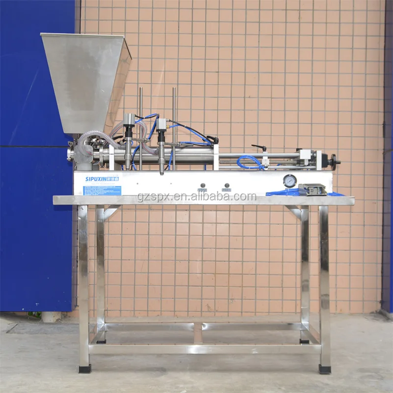 New Design semi-auto two nozzles horizontal Paste filling machine( with hopper)