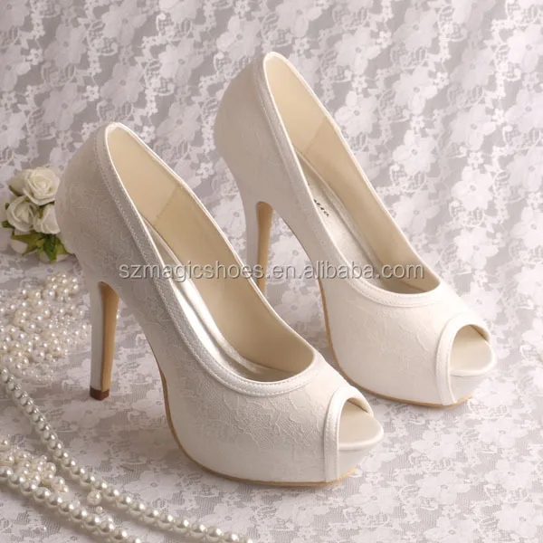 cream peep toe heels