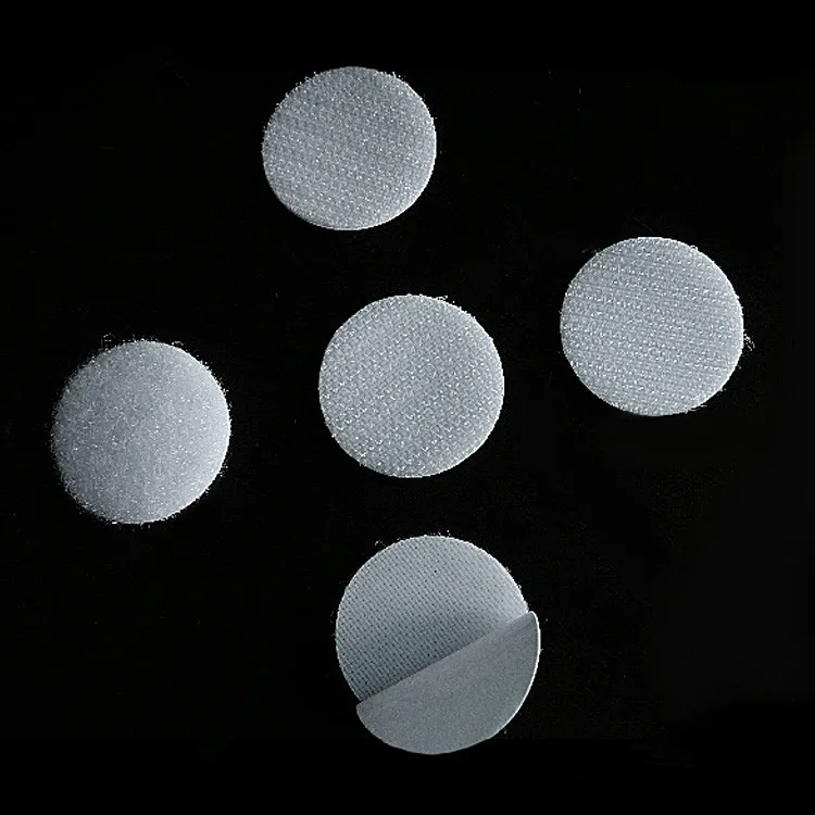 Adhesive hook and loop dots