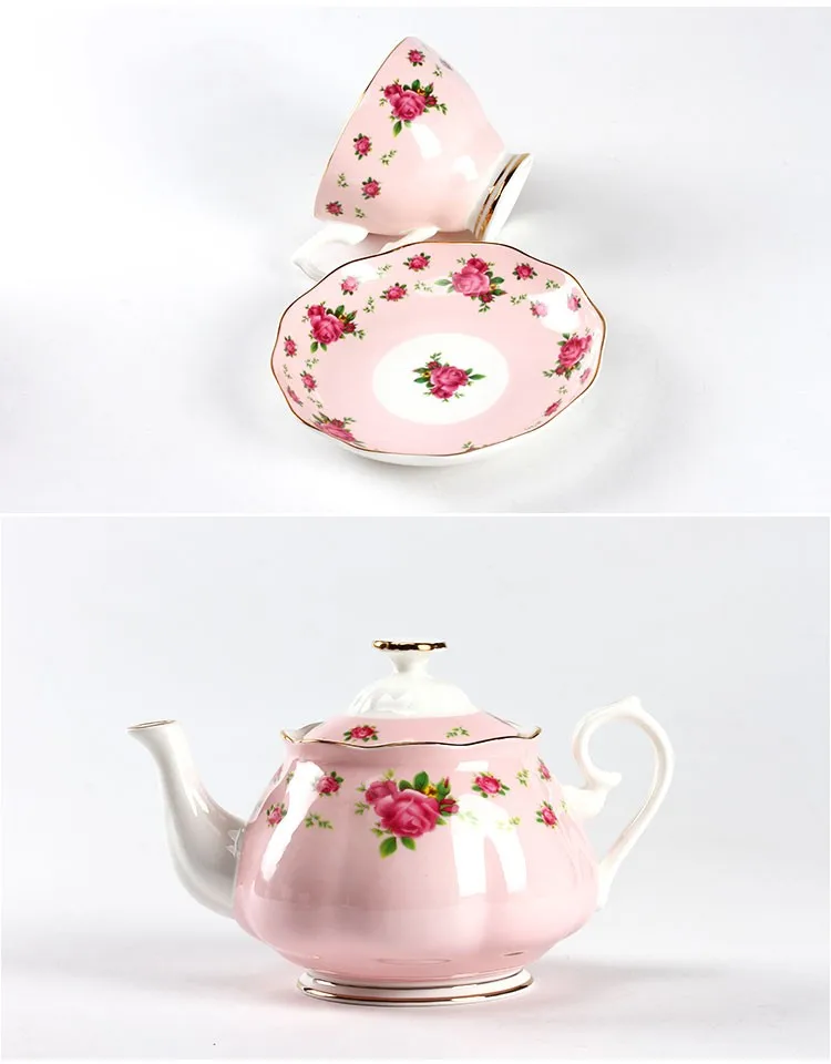 2017 Grace tea sets with pink flower pattern / Royal Style 11pcs coffee sets.jpg