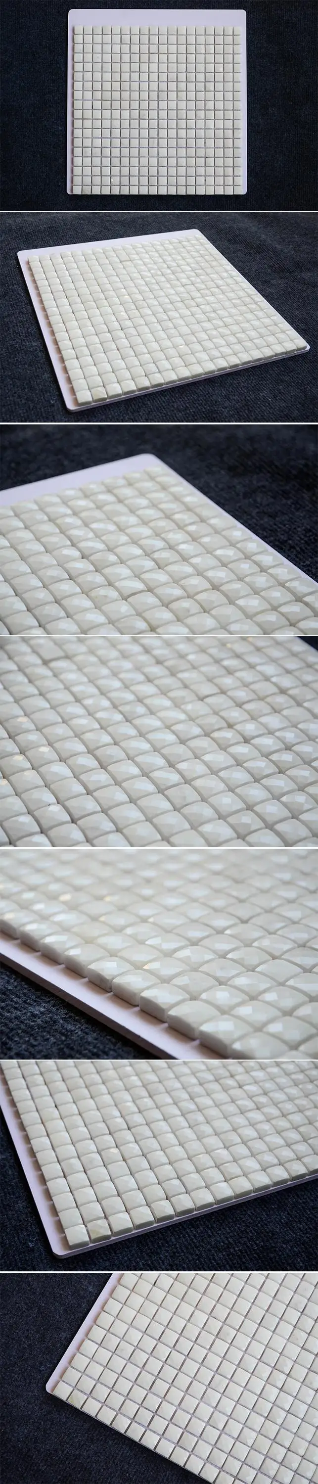 white marble split face waterjet mosaic