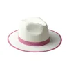 Fashion cheap adjustable simple pink brim white panama woman beach hat