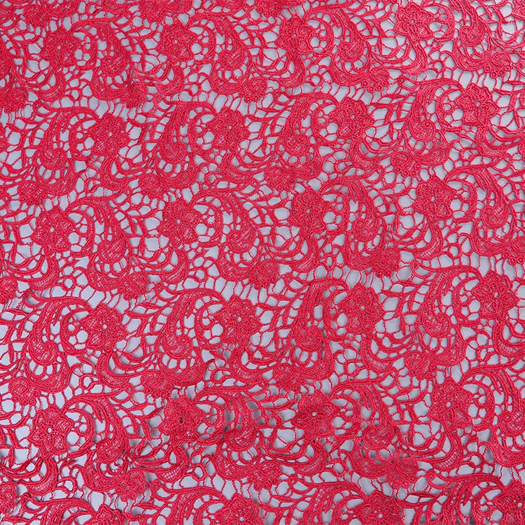 Burgundy Chemical Lace Fabric/100 Polyester Embroidery Lace Applique ...