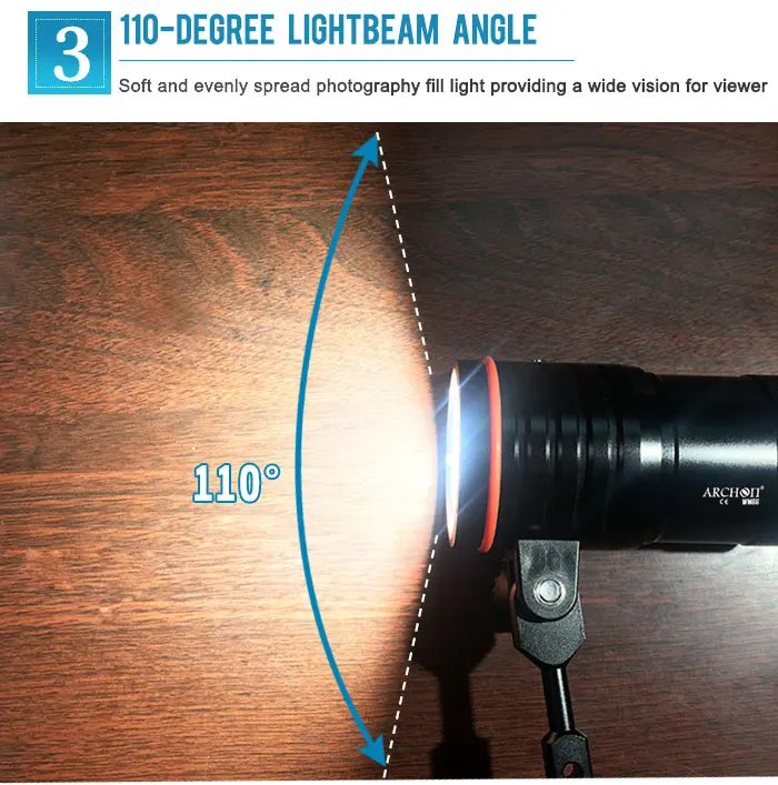 Professional 12000 Lumens ARCHON WM66 Diving Video Light underwater video flashlight
