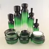 luxury skin care Fading green/yellow cosmetic packing bottle set lotion bottle/cream jars