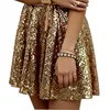 2018 European and American fashion sexy gold sequined skirt lady pleated skirt