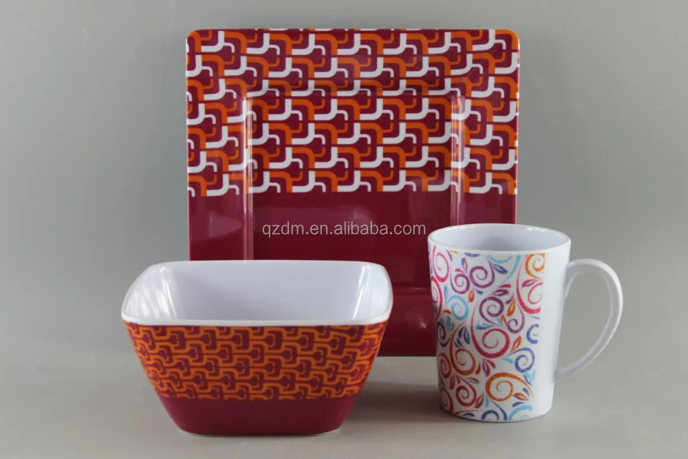 Square Melamine Dinner Set/Plastic Tableware Square Set