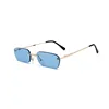 Promotional Metal Temple Retro Ocean Small Square Shutter Shade Frameless Classic Sunglasses