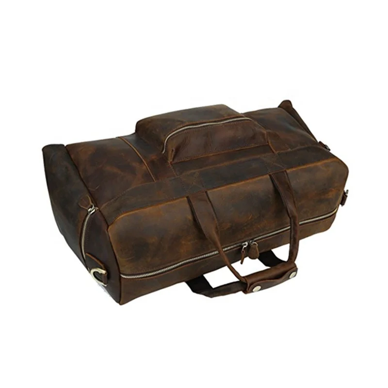 High Quality Thick Cowhide Leather Weekender Travel Duffel Luggage Bag