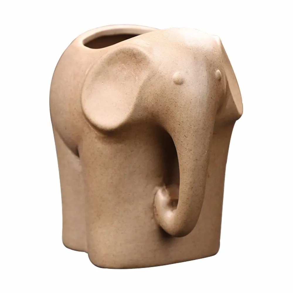 Handmade Elephant Ceramic Plant Pot Succulent Pottery Decorative Flower