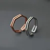925 silver fashion creative and temperament double layered geometric shape opening ring women