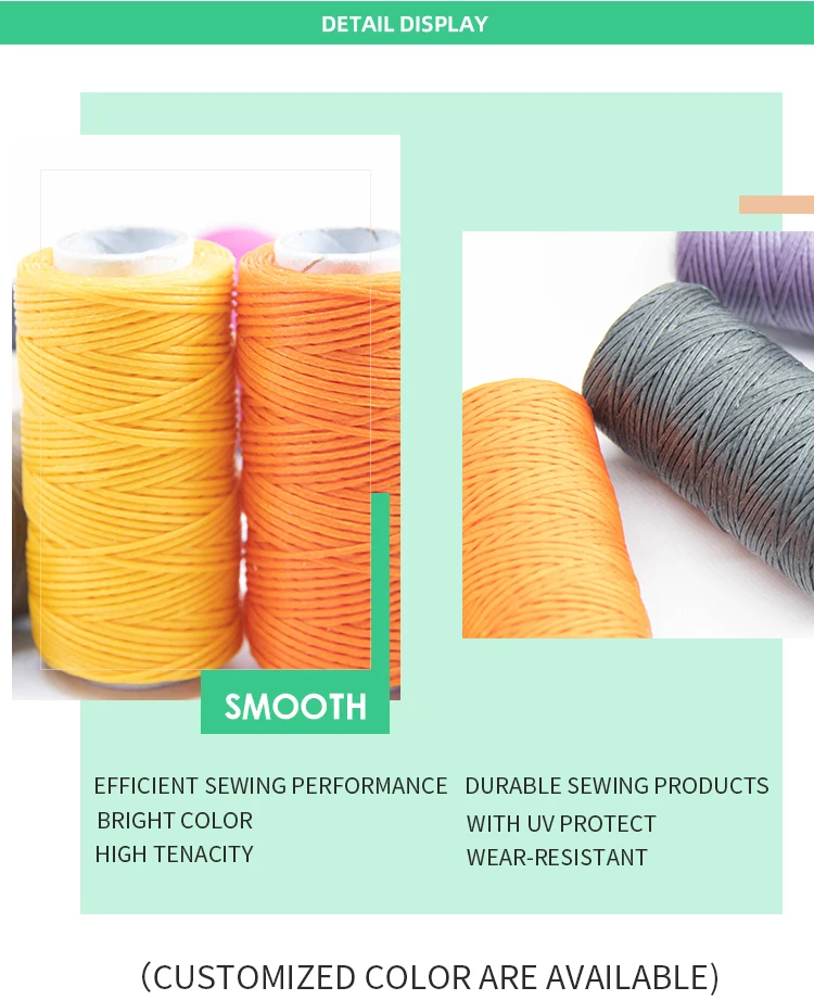 Waterproof Black 100 Polyester Flat Waxed Braided Thread For