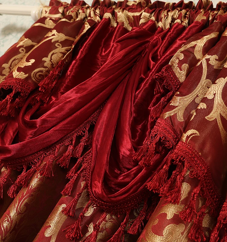 Venta Caliente Rojo De Lujo Cortinas Cenefa Moderno De Cortinas