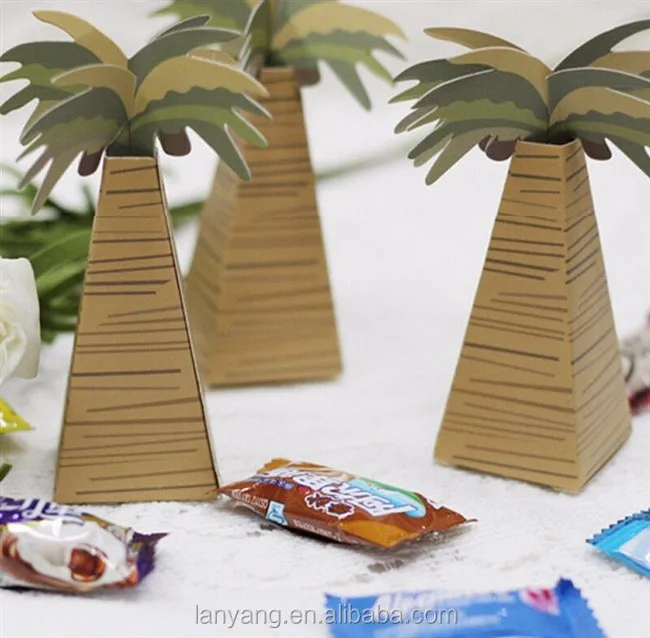 Mini Palm Tree Beach Pyramid Box Destination Wedding Party Custom 