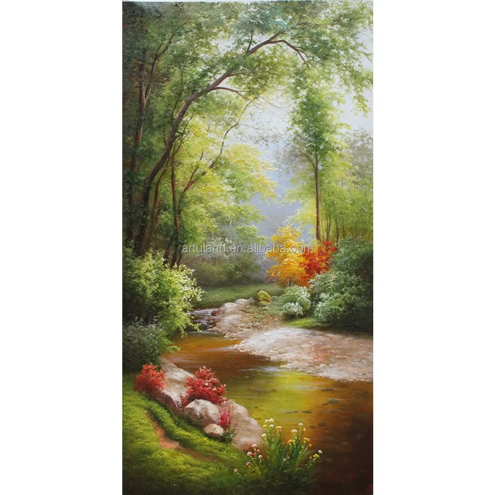 Cinese colorato montagna paesaggio dipinto ad olio con acqua arte ...
