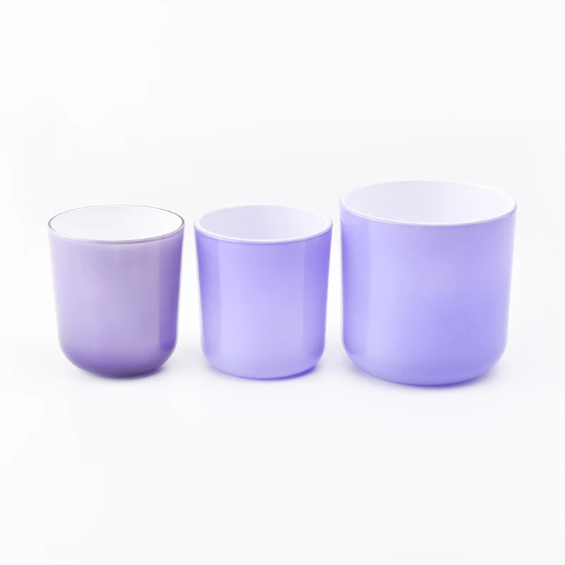 Wholesales purple customized candle vessel glass candle holder home deco