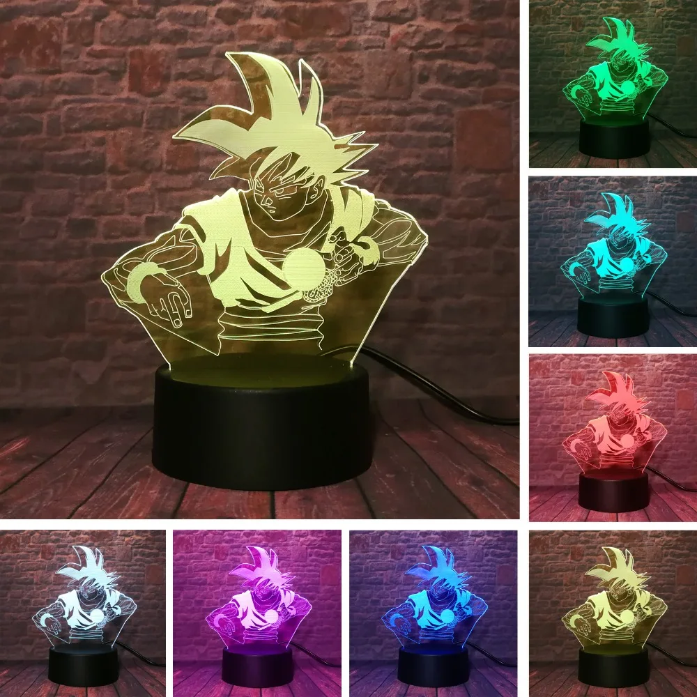 Dragon Ball Z Son Goku 3D illusion LED Night Light Touch Table Desk Lamp 7Color 
