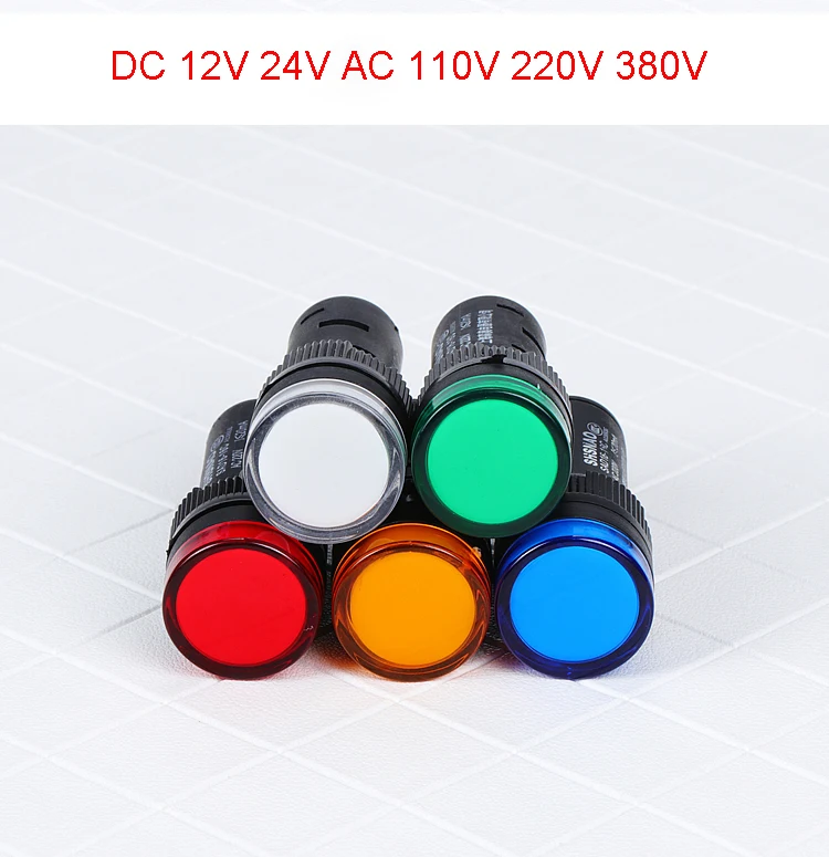 Ad16-16c 16mm Signal Power Led Indicator Light Ac Dc 12v 24v 110v 220v ...