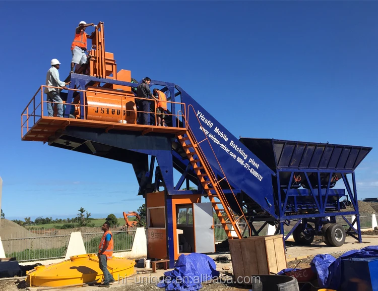 portable mobile concrete mixing plant