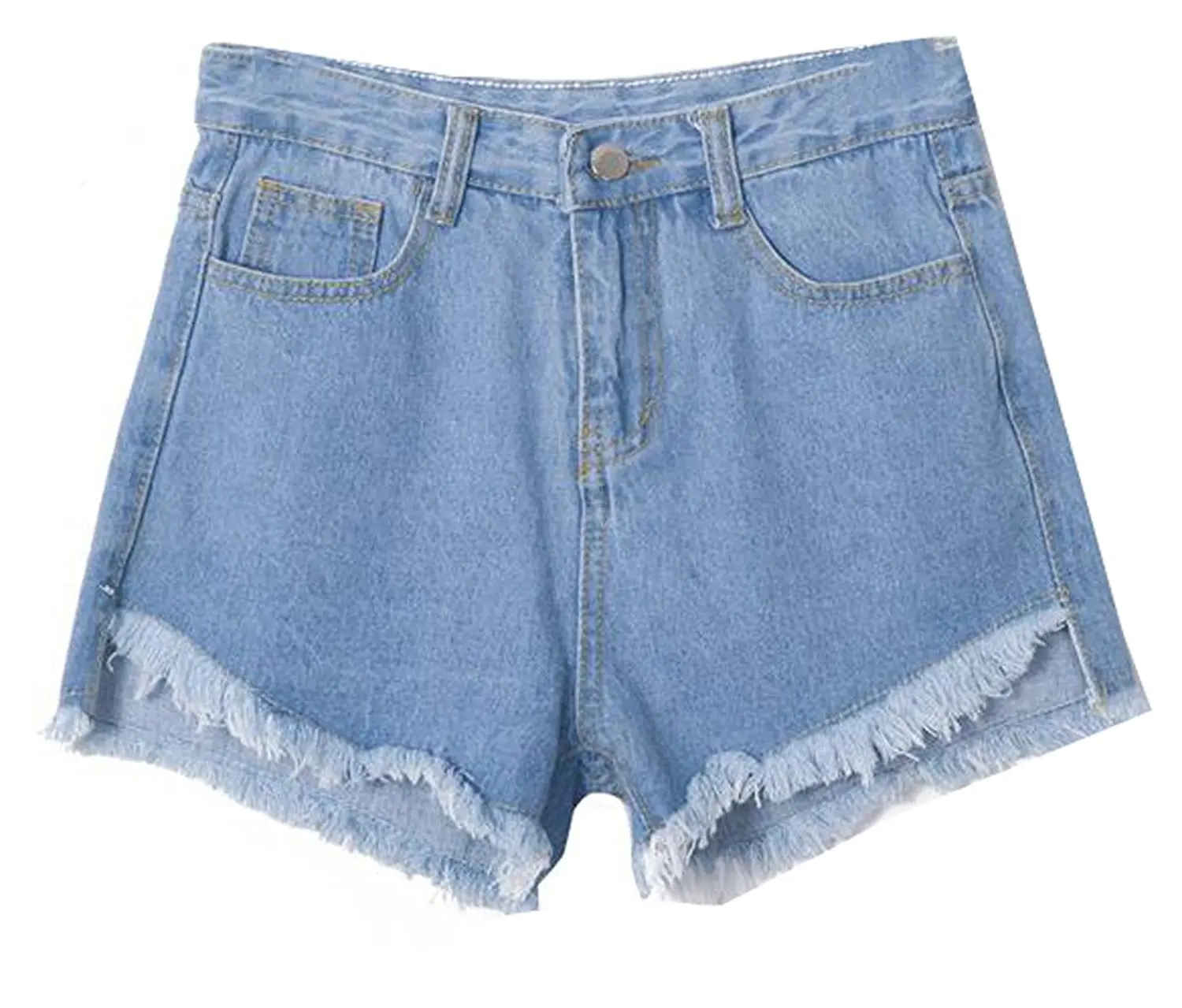 KXP Womens Ripped Cuffed Knee Length Denim Bermuda Shorts dark blue L