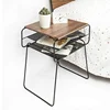 Ability to customize nordic bedroom bed side table nightstand wooden top iron side table
