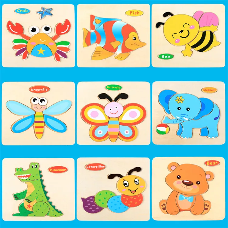 Wooden Puzzle Educational Developmental Baby Kids Training Toy For 12 Month-5Y 